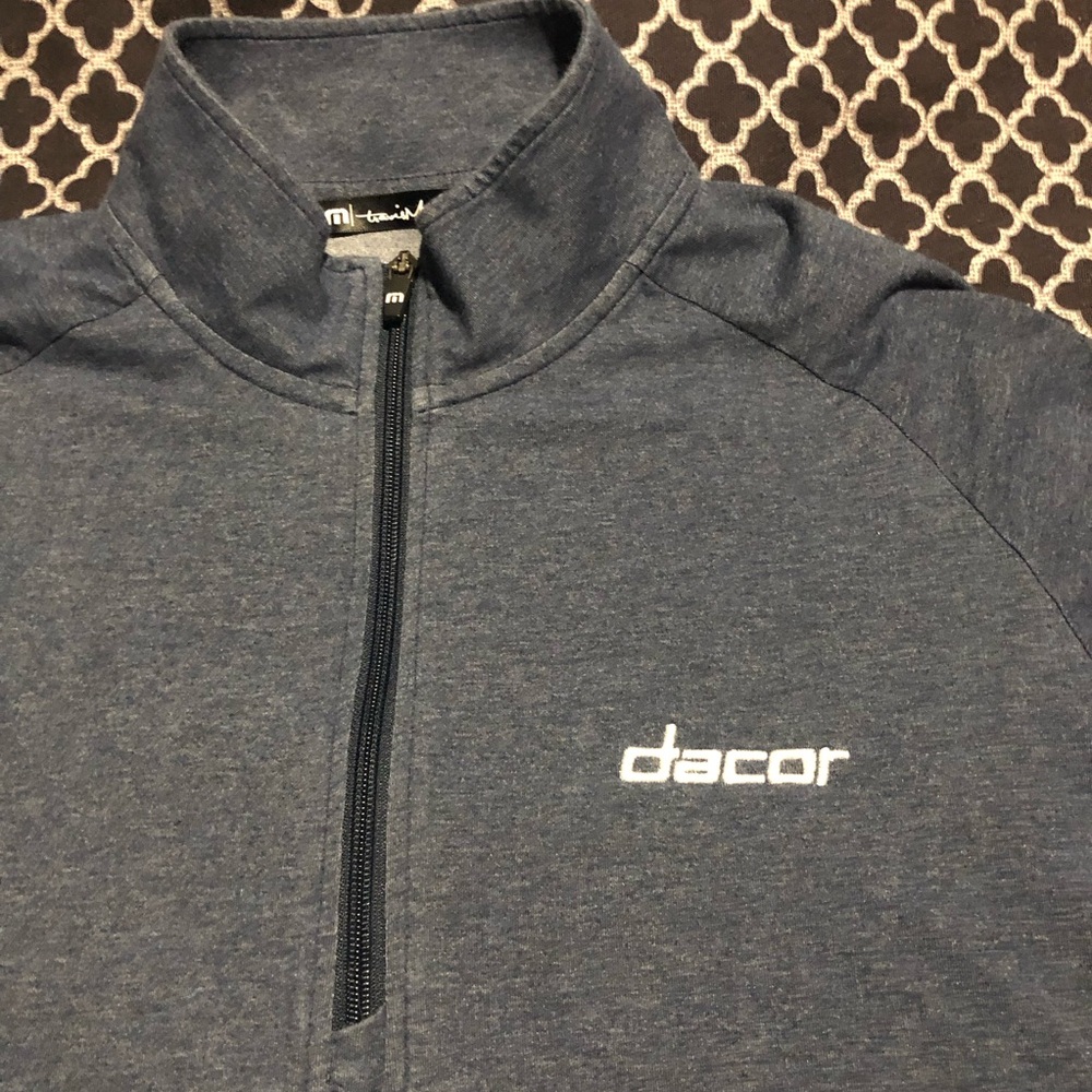 Travis Mathew Crestview 1/4 Zip Pullover Mens Sz Large Performance Golf Blue AB2